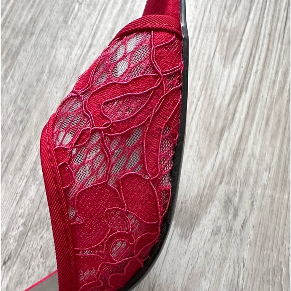 Nine West Y2K Women's Red Lace Mules Size 9.5 - Picture 10 of 11